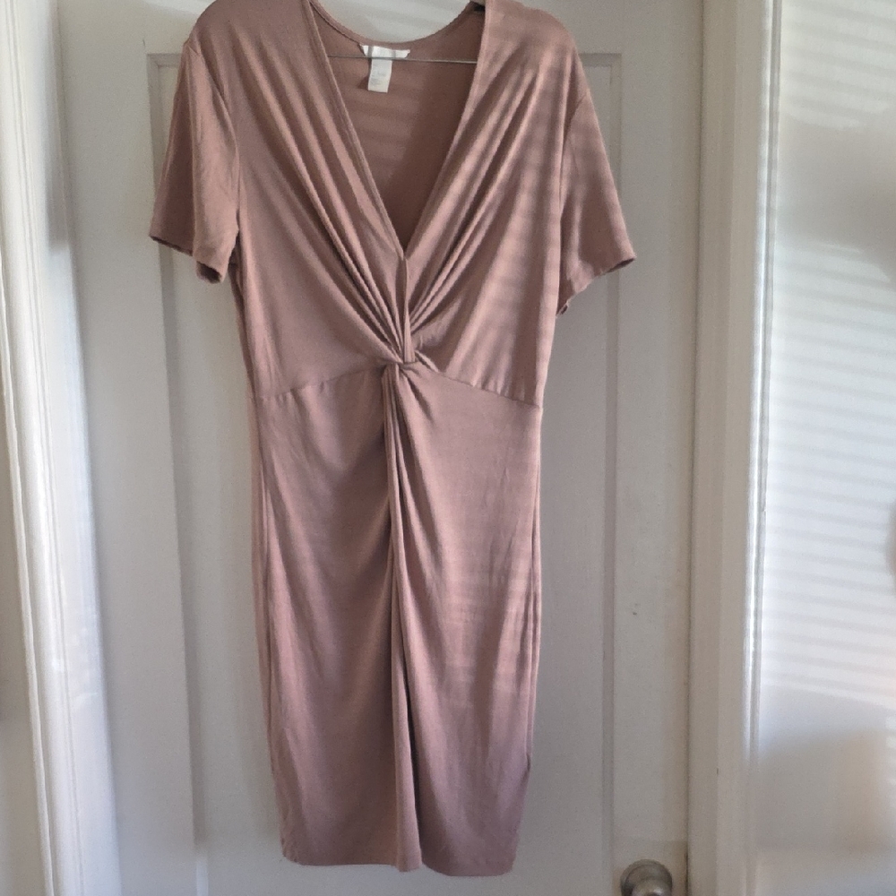 H&M Mauve Knot-Front Dress, Size Large